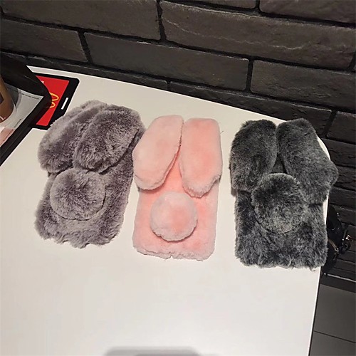 

Cute Rabbit Shape Plush Phone Case for iPhone 11 Plush Protective Case Mobile Phone Case to Keep Warm Prevent Stopping Charging Case for iPhone 11 Pro Max SE2020 8Plus 7Plus