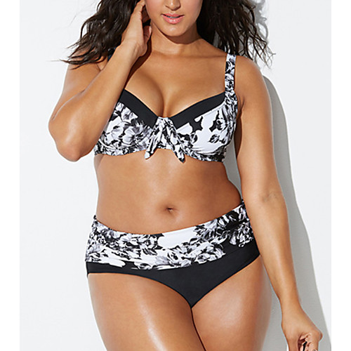 

Women's Bikini Swimsuit Geometric Black Swimwear Strap Bathing Suits / Sexy