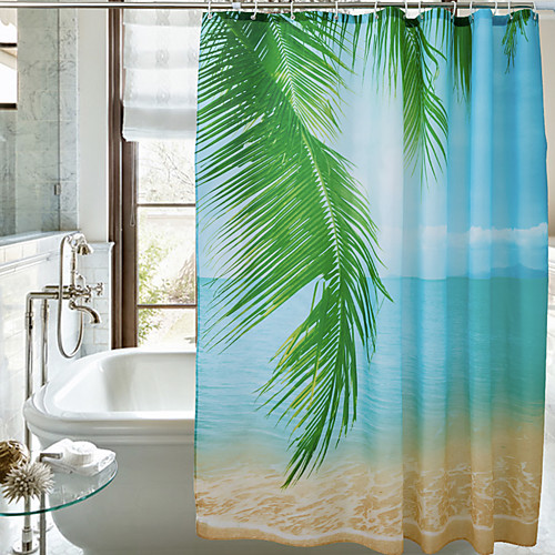 

Bathroom Shower Curtains Casual Polyester Waterproof Seaside View Pattern Bathtub Curtain 1pc 72 Inch
