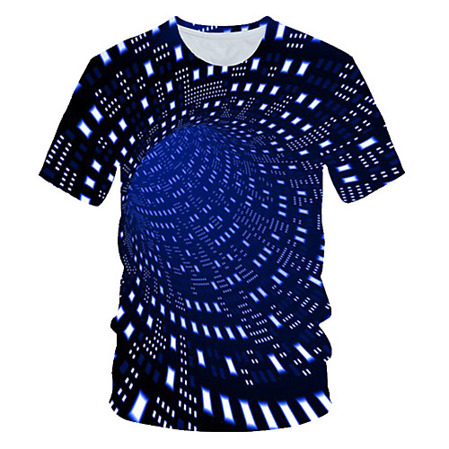

Men's T shirt Visual Deception Short Sleeve Daily Tops Basic Round Neck Rainbow