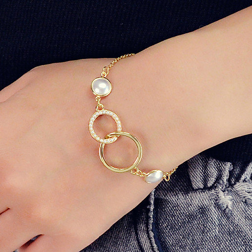 

Women's Chain Bracelet Geometrical Vertical / Gold bar Unique Design Sweet Fashion Pearl Bracelet Jewelry Gold For Party Work Festival