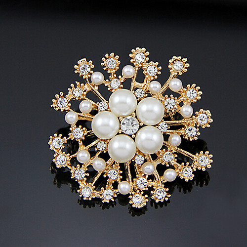 

Women's Brooches Hollow Out Flower Stylish Imitation Pearl Gold Plated Brooch Jewelry Gold For Party Daily