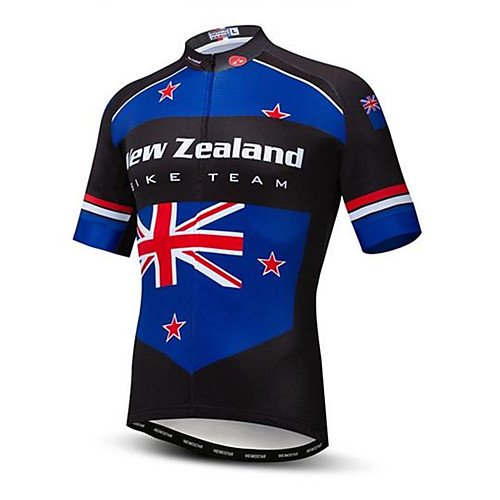 

21Grams Australia New Zealand National Flag Men's Short Sleeve Cycling Jersey - Bule / Black Bike Top UV Resistant Quick Dry Moisture Wicking Sports Summer Terylene Mountain Bike MTB Road Bike Cycling