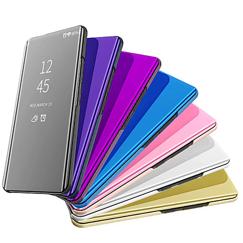 

Phone Case For Samsung Galaxy Full Body Case Flip S9 S9 Plus S8 Plus S8 S10 S10 Mirror Flip Solid Color Hard PC