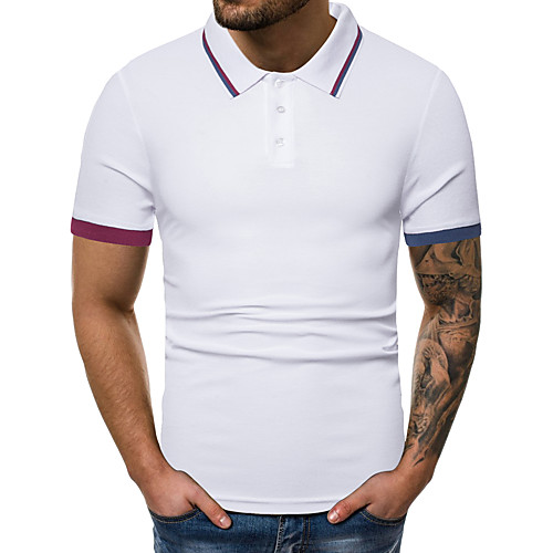 

Men's Polo Color Block Short Sleeve Daily Tops White Black