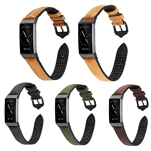 

For Fitbit Charge 3 Watchbands Silicone Paste Luxurious Leather Watch Band Wrist Strap Business Durable