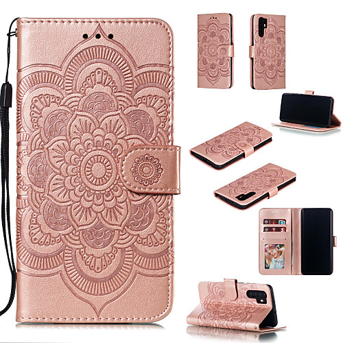 

Phone Case For Huawei Full Body Case Leather Wallet Card Huawei P30 Huawei P30 Pro Huawei P30 Lite P9 lite mini Wallet Card Holder with Stand Flower / Floral Solid Color Hard PU Leather