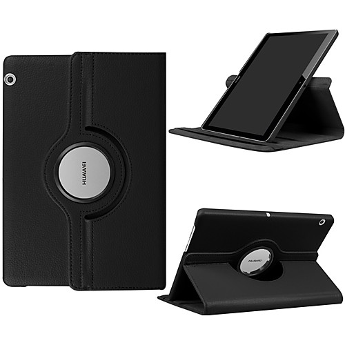 

Phone Case For Huawei Full Body Case Huawei Mediapad T5 10 Huawei MediaPad T3 10(AGS-W09, AGS-L09, AGS-L03) 360° Rotation Shockproof with Stand Solid Colored Hard PU Leather