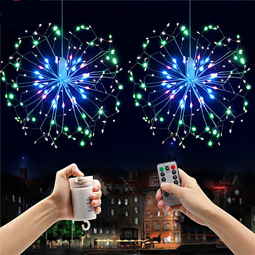 

0.3m Explosion Star Fireworks Effect LED Decorative String Lights Outdoor String Lights 150 LEDs SMD 0603 1 13 Keys Remote Controller Warm White White Multi Color Waterproof Party Decorative Batteries