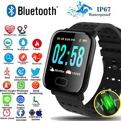 

A6S Smart Watch Bluetooth Fitness Tracker Support Notify/ Heart Rate Monitor Sports Smartwatch Compatible Iphone/ Samsung/ Android Phones
