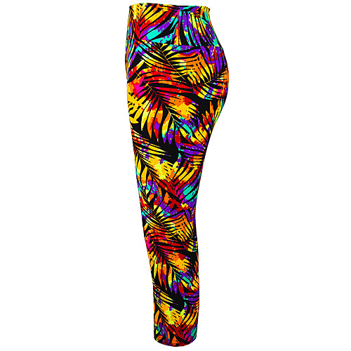

Women's Yoga Pants Tights Capri Leggings Moisture Wicking Stripes Golden Fitness Gym Workout Running Summer Sports Activewear Stretchy Skinny