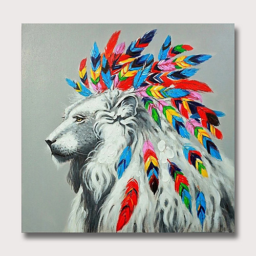 

Oil Painting Hand Painted Square Abstract Animals Modern Rolled Canvas (No Frame)