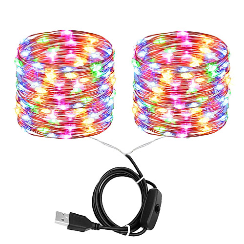 

2x10m String Lights 200 LEDs SMD 0603 Multi Color Cold White Warm White Party Decorative Christmas Wedding Decoration USB Powered 1set