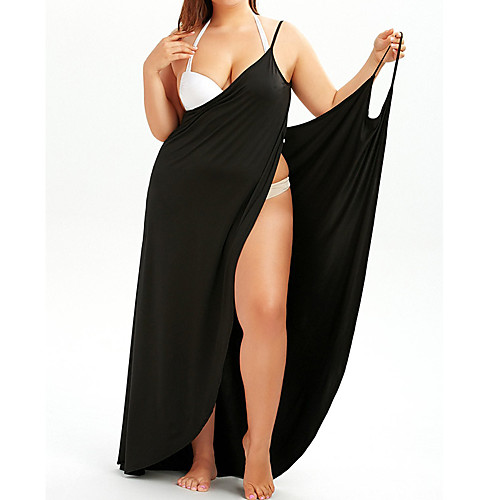 

Women's Plus Size Strap Dress Maxi long Dress Black Purple Light gray Dark Gray Sleeveless Solid Colored Backless Patchwork Summer Streetwear Punk & Gothic 2021 XL XXL 3XL 4XL 5XL