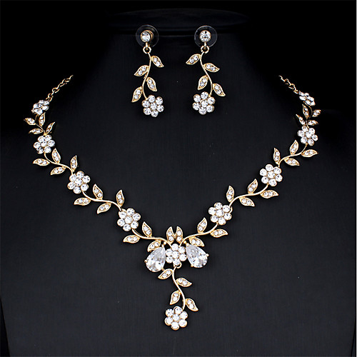 

Women's White Bridal Jewelry Sets Link / Chain Drop Flower Botanical Luxury Unique Design Elegant Rhinestone Earrings Jewelry Silver / Gold For Christmas Party Wedding Gift Engagement 1 set