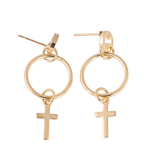 

Women's Drop Earrings Hanging Cross Earrings Cross Stylish Simple Earrings Jewelry Gold For Daily 1 Pair