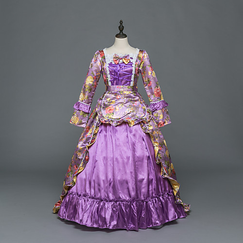 

Princess Maria Antonietta Floral Style Rococo Victorian Renaissance Vacation Dress Dress Party Costume Masquerade Women's Costume Purple Vintage Cosplay Christmas Halloween Party / Evening 3/4 Length