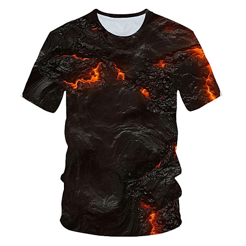 

Men's T shirt Shirt Abstract Print Short Sleeve Daily Wear Tops Streetwear Exaggerated Round Neck Black / Club