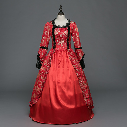 

Princess Maria Antonietta Floral Style Rococo Victorian Renaissance Vacation Dress Dress Party Costume Masquerade Women's Costume Red Vintage Cosplay Christmas Halloween Party / Evening 3/4 Length