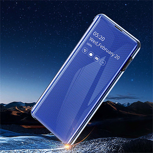 

Phone Case For Samsung Galaxy Full Body Case Leather S10 S10 Galaxy S10 E with Stand Plating Mirror Solid Color Hard PU Leather