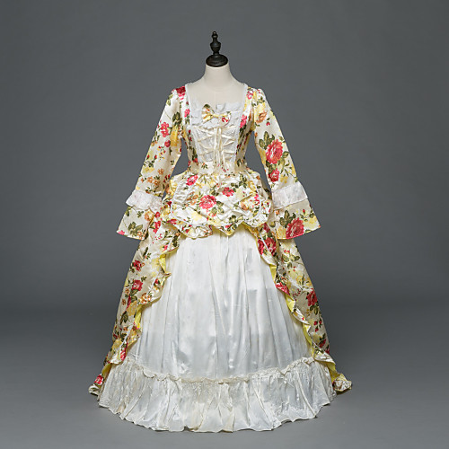 

Princess Maria Antonietta Floral Style Rococo Victorian Renaissance Vacation Dress Dress Party Costume Masquerade Women's Costume Beige Vintage Cosplay Christmas Halloween Party / Evening 3/4 Length
