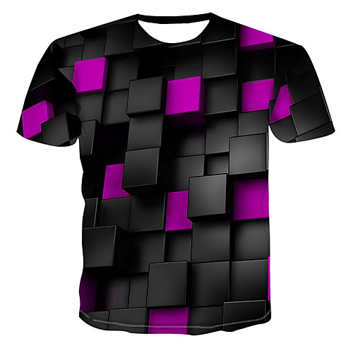 

Men's T shirt Graphic Print Short Sleeve Casual Tops Blue Purple Yellow