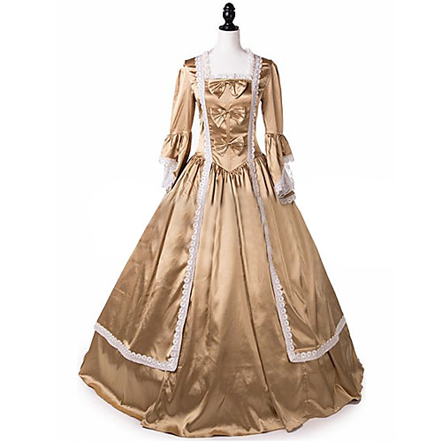 

Princess Maria Antonietta Floral Style Rococo Victorian Renaissance Vacation Dress Dress Party Costume Masquerade Prom Dress Women's Costume Golden yellow Vintage Cosplay Christmas Halloween Party