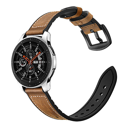 

Smart Watch Band for Samsung Galaxy 1 pcs Sport Band Classic Buckle Silicone Genuine Leather Replacement Wrist Strap for Gear S3 Frontier Gear S3 Classic Samsung Galaxy Watch 46mm