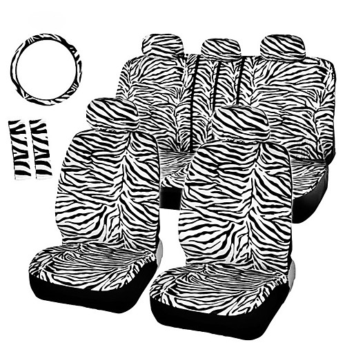 

12PCS/Set Luxury Zebra Pattern Car Seat Cover 1 steering wheel cover / 2 shoulder cover / 2 front seat cover / 1 rear / 1 rear seat cover / 5 pillowcase