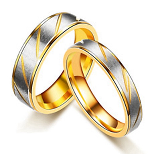 

Couple's Couple Rings Ring 2pcs Gold Stainless Steel Titanium Steel Circular Basic Fashion Gift Daily Jewelry Cool