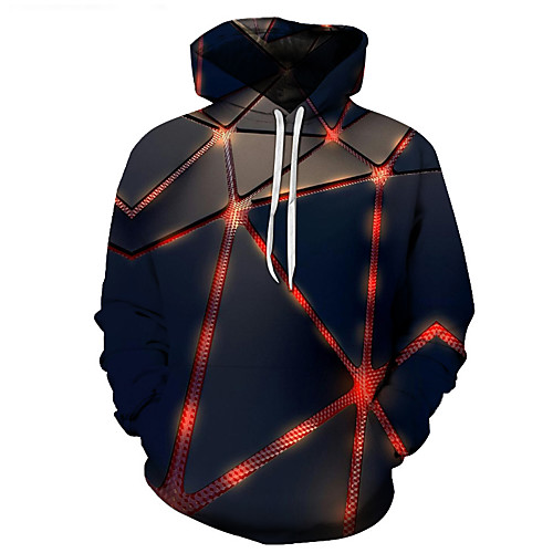

Men's Plus Size Hoodie Geometric 3D Hooded Casual Streetwear Hoodies Sweatshirts Blue / Skinny