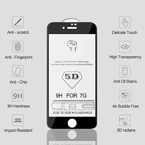 

5d tempered glass for iphone 7 6 6s plus screen protector 8 plus curved full cover on the protective glass for iphone 7 plus 6 s