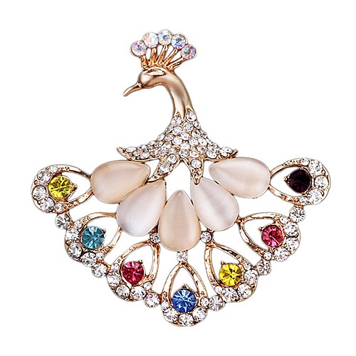 

Women's Brooches Peacock Stylish Rhinestone Brooch Jewelry Golden For Daily