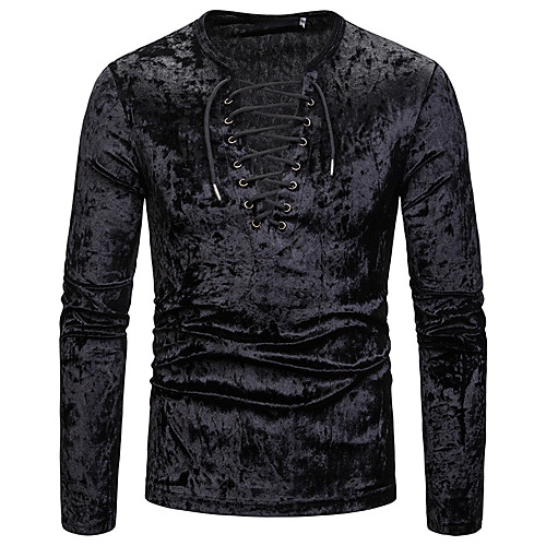 

Men's T shirt Shirt Graphic Solid Colored Long Sleeve Daily Wear Tops V Neck White Black Navy Blue