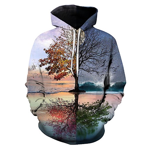 

Men's Hoodie Cartoon Geometric 3D Hooded Party Casual Hoodies Sweatshirts Light Blue