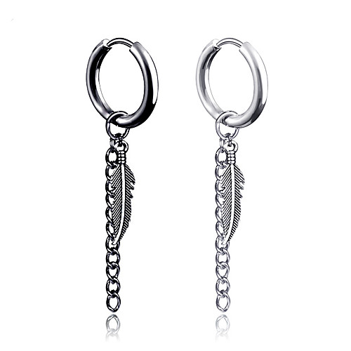 

Men's Hoop Earrings Tassel Fringe Feather Earrings Jewelry Black / Gold / Gray / Silver For Christmas Party Anniversary Gift Daily 1pc