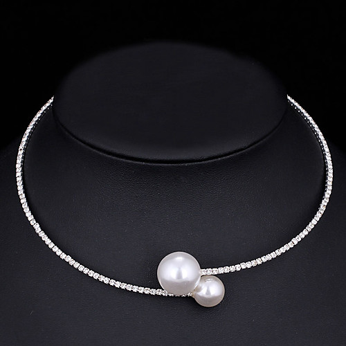 

Women's Choker Necklace Torque Simple Elegant Fashion Korean Imitation Pearl Chrome Imitation Diamond Silver Gold 44 cm Necklace Jewelry 1pc For Wedding Gift Daily Engagement Work