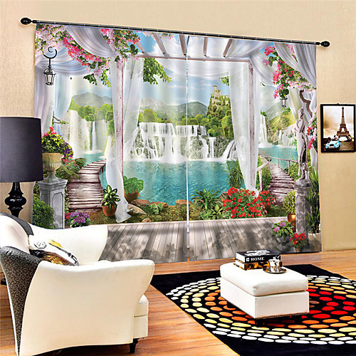 

3D Print Privacy Two Panels Curtain Living Room Curtains