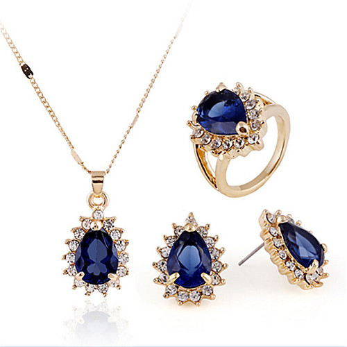 

Women's Synthetic Aquamarine Bridal Jewelry Sets Geometrical Heart Classic Gold Plated Earrings Jewelry Dark Blue For Party Daily 1 set