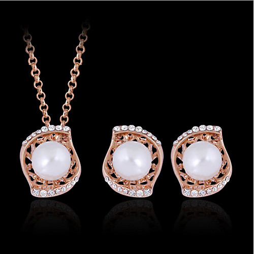 

Women's Jewelry Set Cut Out Precious Fashion Imitation Pearl Rose Gold Plated Earrings Jewelry Rose Gold For Christmas Wedding Halloween Party Evening Gift 1 set