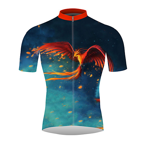 

21Grams 3D Phoenix Men's Short Sleeve Cycling Jersey - RedBlue Bike Jersey Top Quick Dry Moisture Wicking Breathable Sports Summer 100% Polyester Mountain Bike MTB Road Bike Cycling Clothing Apparel