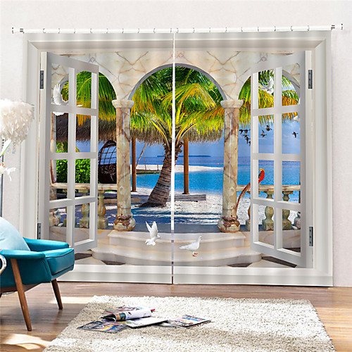 

3D Print Privacy Two Panels Curtain Living Room Curtains