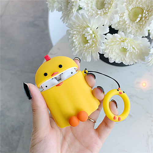 

Airpods Case Cute Cartoon Yellow Duck Airpods Cover Charging Shockproof with Ring Buckle Holder Earphone Case Protective for Apple Airpods 2/1