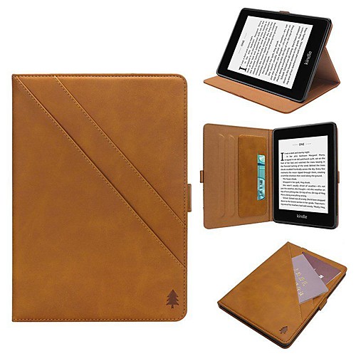 

Case For Amazon Kindle PaperWhite 4 Wallet / Card Holder / Shockproof Full Body Cases Solid Colored Hard PU Leather / Genuine Leather