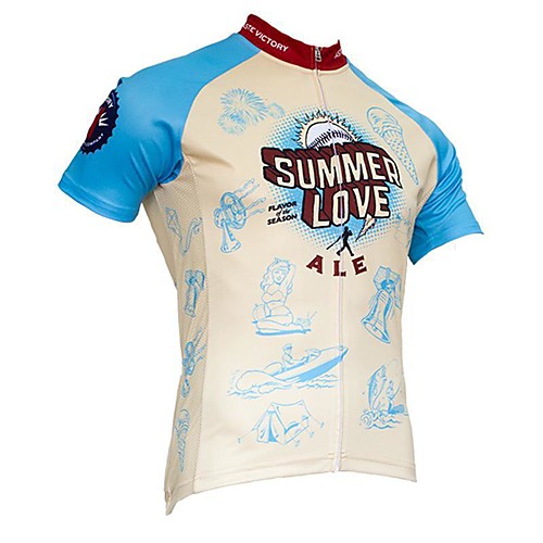 

21Grams Novelty Men's Short Sleeve Cycling Jersey - BlueYellow Bike Jersey Top Quick Dry Moisture Wicking Breathable Sports Summer Terylene Mountain Bike MTB Road Bike Cycling Clothing Apparel