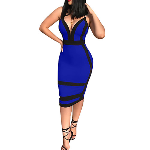 

Women's Strap Dress Short Mini Dress Wine Royal Blue Black Sleeveless Blue Solid Color Backless Spring Summer Streetwear Slim Backless S M L XL / Sexy