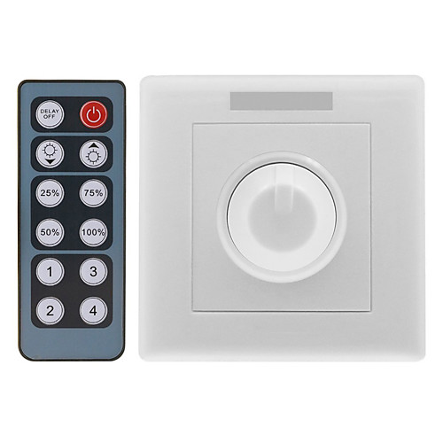 

DC12-24V 8A PWM LED Dimmer Controller with 12-key Wireless IR Remote for LED Cabinet Light Strip Light Rigid Light Bar