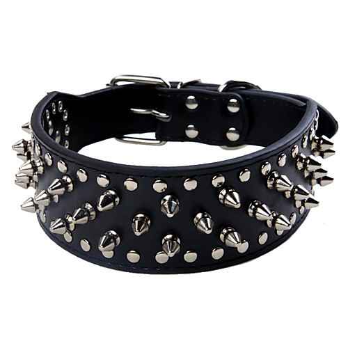 

Dog Collar Padded Solid Rivet Safety Punk Rock leatherette Alloy Husky Labrador Alaskan Malamute Golden Retriever White Black Red Pink Gold
