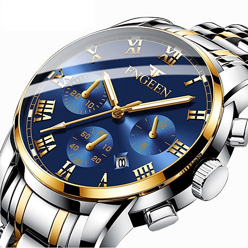

Men's Dress Watch Quartz Formal Style Modern Style Stainless Steel Black / Silver / Gold 30 m Calendar / date / day Noctilucent Analog Luxury Fashion - GoldenSilver Black / Blue black / gold One
