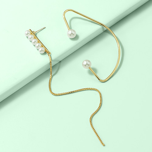 

Women's Drop Earrings Ear Cuff Mismatch Earrings Geometrical Vertical / Gold bar Statement Unique Design Trendy Imitation Pearl Earrings Jewelry Golden For Party Carnival 1 Pair